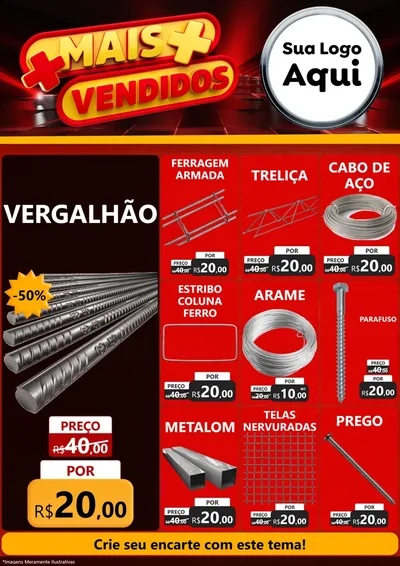 Modelo de Encarte para Encarte A4 Vertical com o tema Mais Vendidos para Ferragens