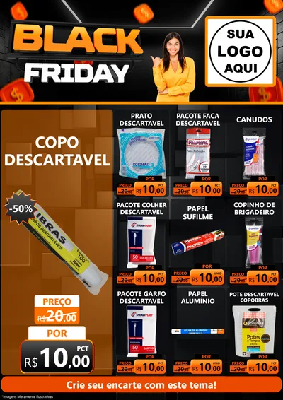 Modelo de Encarte para Encarte A4 Vertical com o tema Black Friday para Embalagens