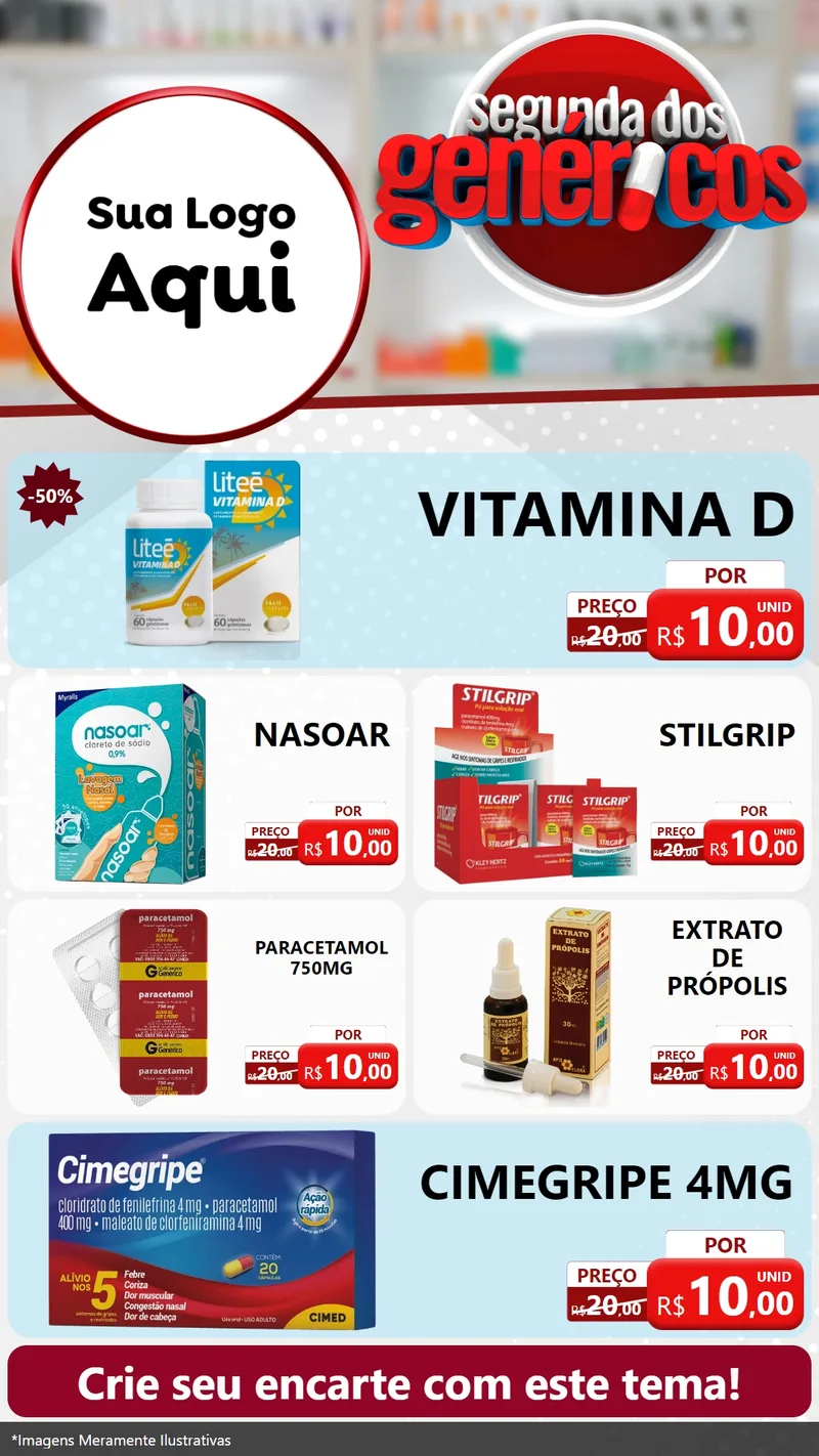 Modelo de TV para TV Vertical com o tema Segunda dos Genéricos para Farmácia