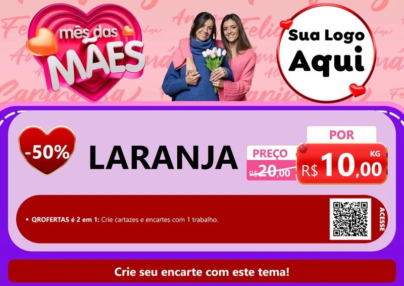 Modelo de Cartaz para Cartaz A4 Horizontal com o tema Mês Das Mães para Hortifrúti