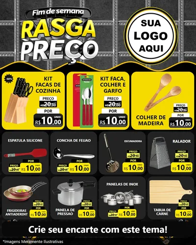 Modelo de Rede Social para Feed Instagram com o tema Fim de Semana Rasga Preço para Utilidades Domésticas