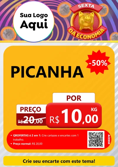 Modelo de Cartaz para Cartaz A4 Vertical com o tema Sexta da Economia para Açougue