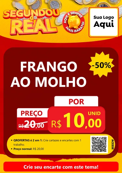 Modelo de Cartaz para Cartaz A4 Vertical com o tema Segundou do Real para Restaurante