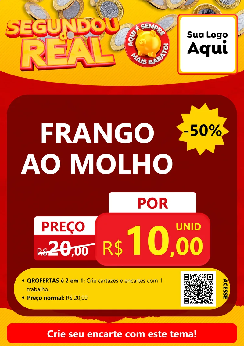Modelo de Cartaz para Cartaz A4 Vertical com o tema Segundou do Real para Restaurante