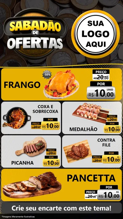 Modelo de TV para TV Vertical com o tema Sabadão de Ofertas para Assados