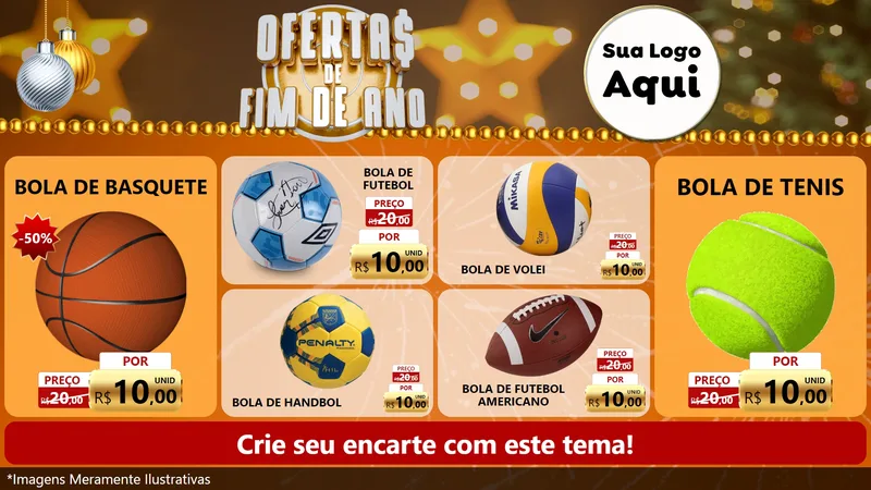 Modelo de TV para TV Horizontal com o tema Ofertas de Fim de Ano para Artigos Esportivos