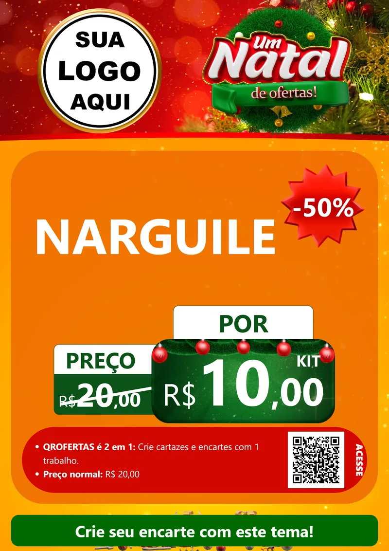 Modelo de Cartaz para Cartaz A4 Vertical com o tema Um Natal de Ofertas para Tabacaria
