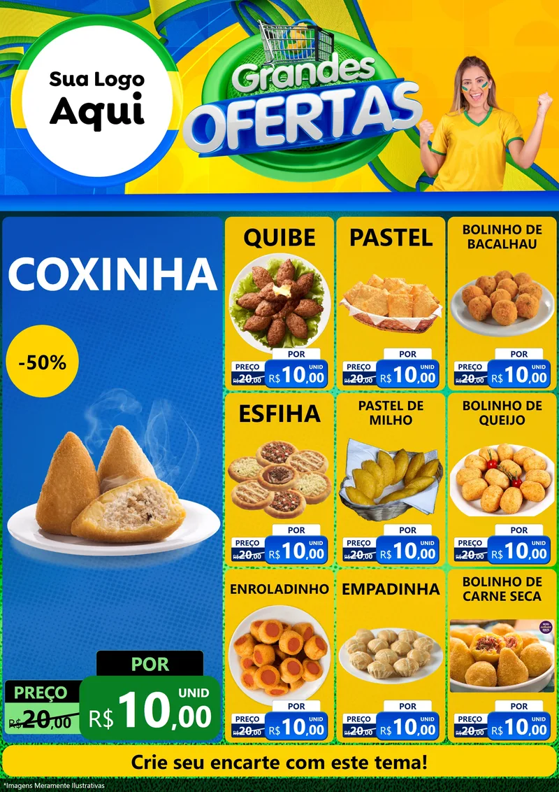 Modelo de Encarte para Encarte A4 Vertical com o tema Grandes Ofertas para Salgadaria