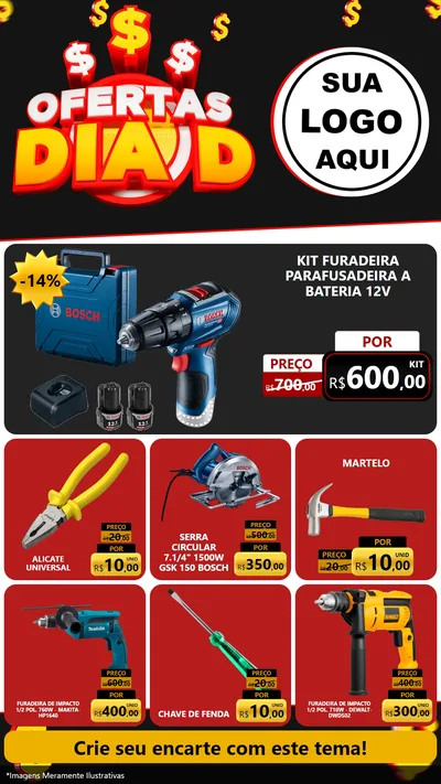 Modelo de Rede Social para Stories com o tema Ofertas Dia D para Maquinas e Ferramentas