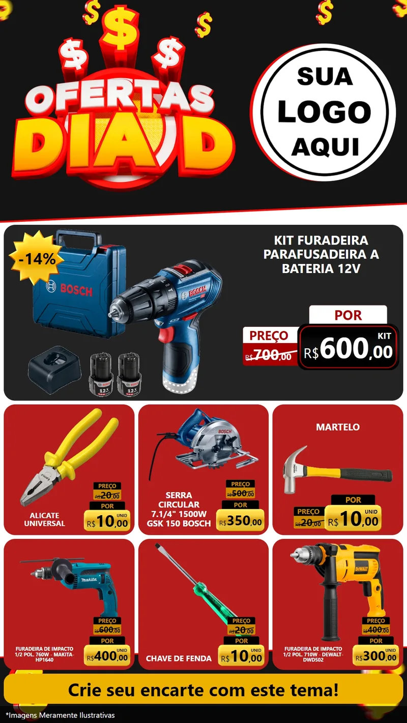 Modelo de Rede Social para Stories com o tema Ofertas Dia D para Maquinas e Ferramentas