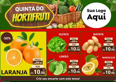 Modelo de Encarte para Encarte A4 Horizontal com o tema Quinta do Hortifrúti para Hortifrúti