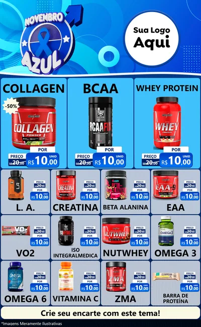 Modelo de Encarte para Encarte Grande com o tema Novembro Azul para Suplementos alimentares