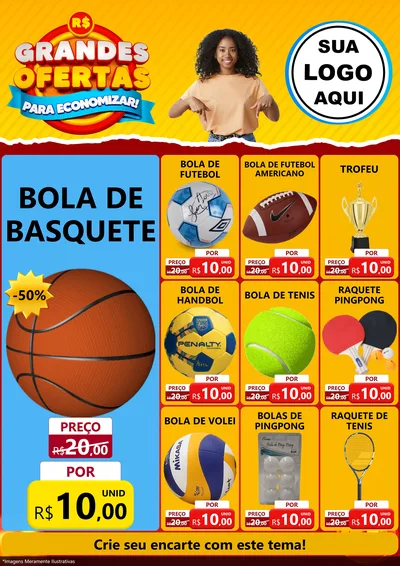 Modelo de Encarte para Encarte A4 Vertical com o tema Grandes Ofertas Para Economizar! para Artigos Esportivos