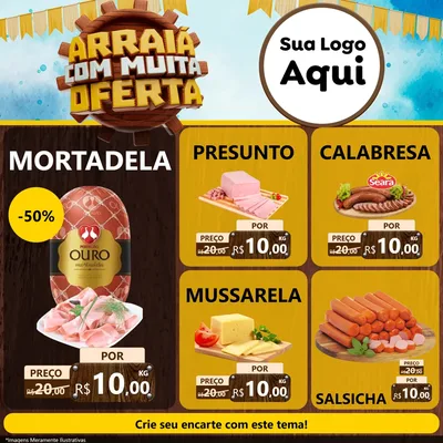 Modelo de Rede Social para Feed Facebook com o tema Ofertas de São João - Junina para Frios e Laticínios