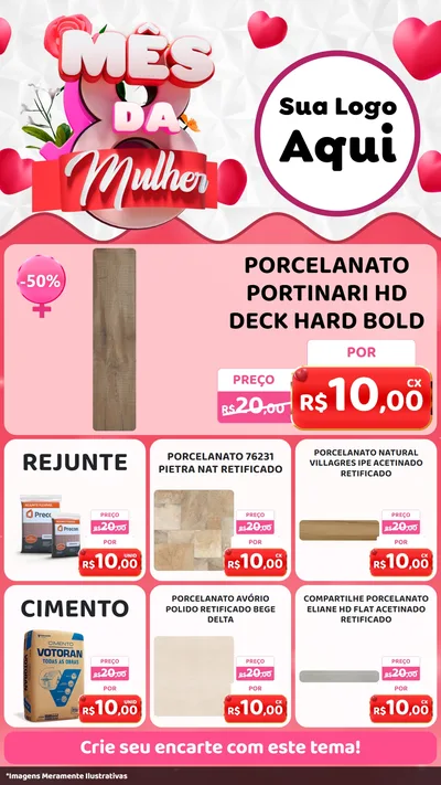 Modelo de Rede Social para Stories com o tema Mês da Mulher para Pisos e revestimentos