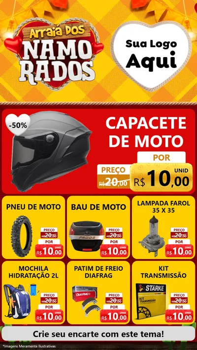 Modelo de Rede Social para Stories com o tema Arraiá dos Namorados para Moto peças
