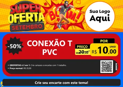 Modelo de Cartaz para Cartaz A4 Horizontal com o tema Super Oferta Setembro para Tubos e conexões