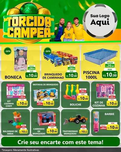 Modelo de Rede Social para Feed Instagram com o tema Torcida Campeã - Copa para Brinquedos