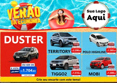 Modelo de Encarte para Encarte A4 Horizontal com o tema Verão da Economia para Concessionaria de Carros