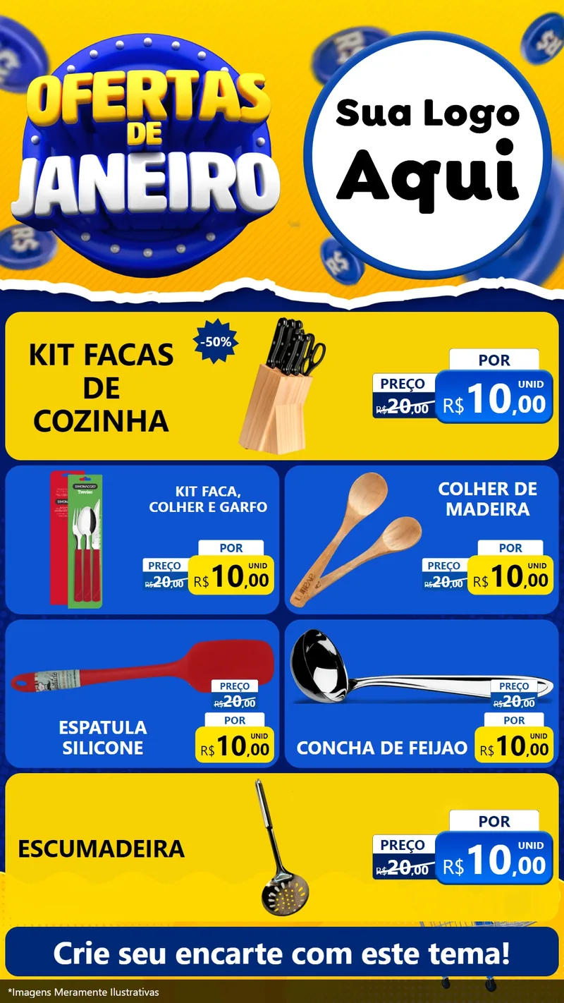 Modelo de TV para TV Vertical com o tema Ofertas de Janeiro para Utilidades Domésticas