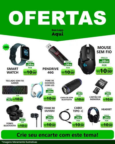 Modelo de Rede Social para Feed Instagram com o tema Ofertas Verde Cartaz para Informática
