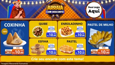 Modelo de TV para TV Horizontal com o tema Arraiá Com Desconto para Salgadaria