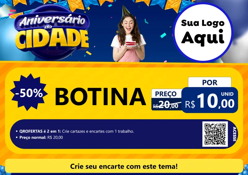 Modelo de Cartaz para Cartaz A4 Horizontal com o tema Aniversário da Cidade para Agropecuária