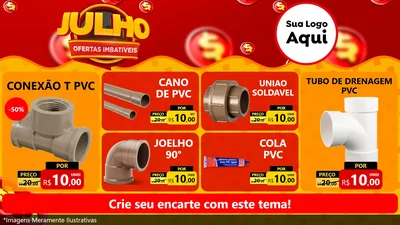 Modelo de TV para TV Horizontal com o tema Julho Ofertas Imbatíveis para Tubos e conexões