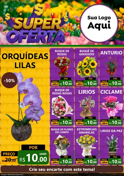 Modelo de Encarte para Encarte A4 Vertical com o tema Super Oferta para Floricultura e jardim