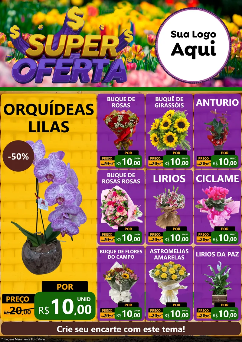 Modelo de Encarte para Encarte A4 Vertical com o tema Super Oferta para Floricultura e jardim
