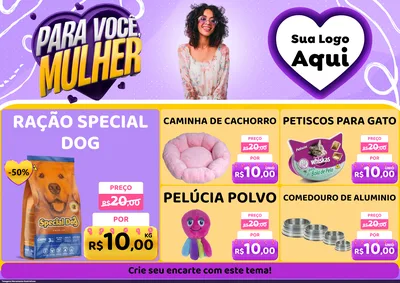 Modelo de Encarte para Encarte A4 Horizontal com o tema Para Você, Mulher para Pet Shop
