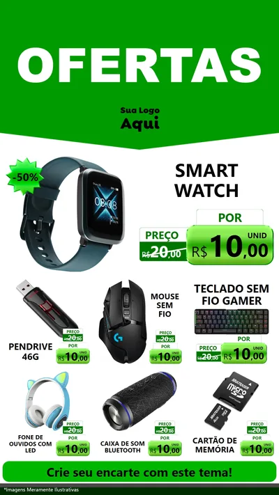 Modelo de Rede Social para Stories com o tema Ofertas Verde Cartaz para Informática