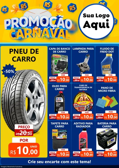 Modelo de Encarte para Encarte A4 Vertical com o tema Promoção de Carnaval para Auto peças