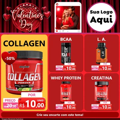 Modelo de Rede Social para Feed Facebook com o tema Valentine's Day para Suplementos alimentares
