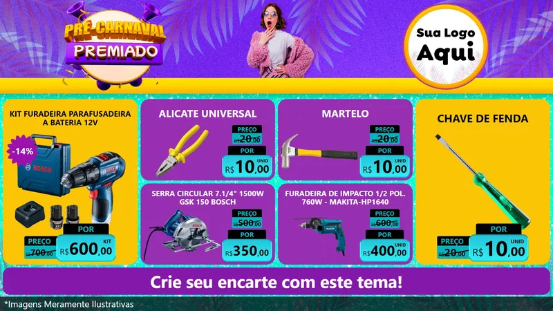 Modelo de TV para TV Horizontal com o tema Pré-Carnaval Premiado para Maquinas e Ferramentas