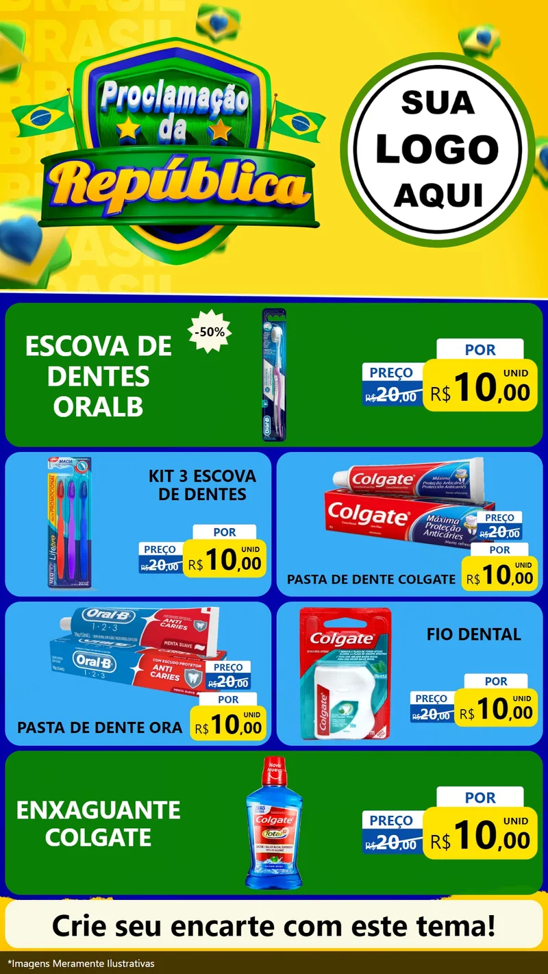 Modelo de TV para TV Vertical com o tema Proclamação da República para Higiene Pessoal