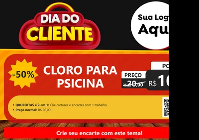 Modelo de Cartaz para Cartaz A4 Horizontal com o tema Dia do Cliente para Produtos para Piscina
