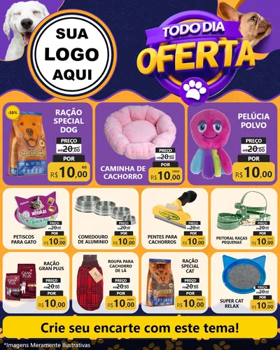 Modelo de Rede Social para Feed Instagram com o tema Todo Dia Oferta - Pet Shop para Pet Shop