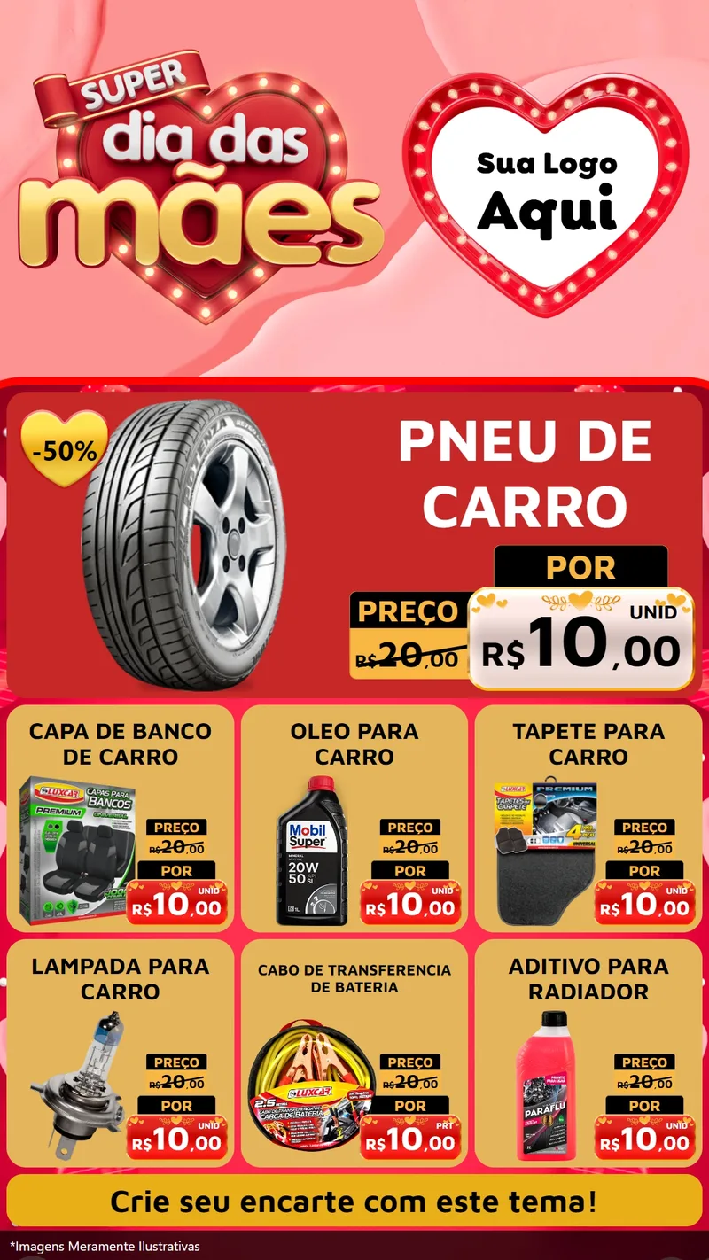 Modelo de Rede Social para Stories com o tema Super Dia Das Mães para Auto peças