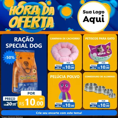 Modelo de Rede Social para Feed Facebook com o tema Hora da Oferta para Pet Shop