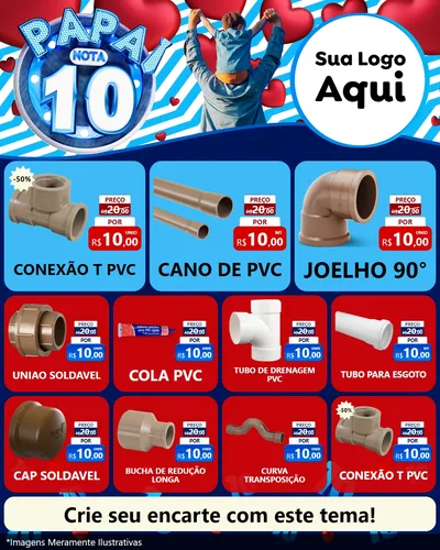 Modelo de Rede Social para Feed Instagram com o tema Papai Nota 10 para Tubos e conexões