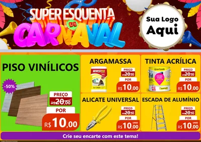 Modelo de Encarte para Encarte A4 Horizontal com o tema Super Esquenta de Carnaval para Material para Construção