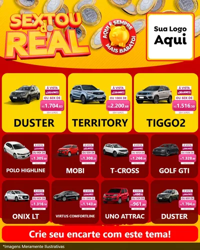 Modelo de Rede Social para Feed Instagram com o tema Sextou do Real para Concessionaria de Carros