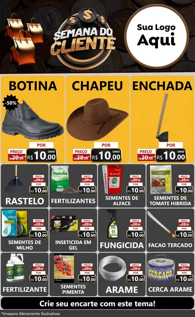Modelo de Encarte para Encarte Grande com o tema Semana do Cliente para Agropecuária
