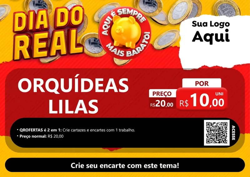Modelo de Cartaz para Cartaz A4 Horizontal com o tema Dia Do Real para Floricultura e jardim