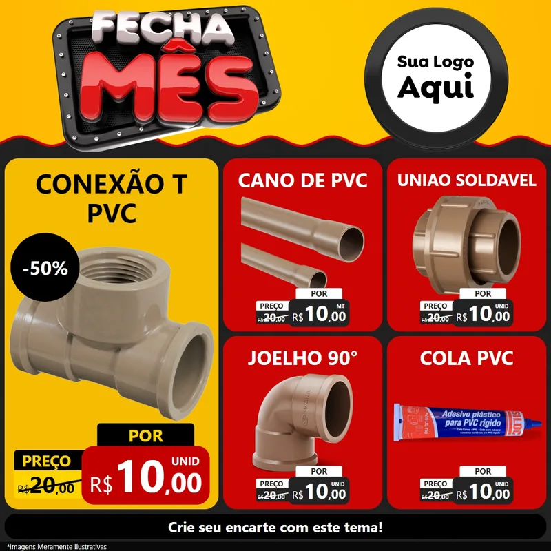 Modelo de Rede Social para Feed Facebook com o tema Fecha Mês para Tubos e conexões