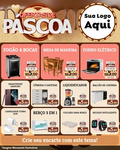 Modelo de Rede Social para Feed Instagram com o tema Ofertas de Páscoa para Móveis e Eletro