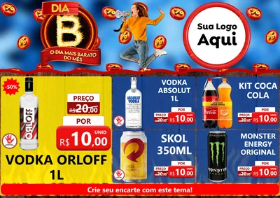 Modelo de Encarte para Encarte A4 Horizontal com o tema Dia B - O Dia Mais Barato Do Mês para Distribuidora de bebidas
