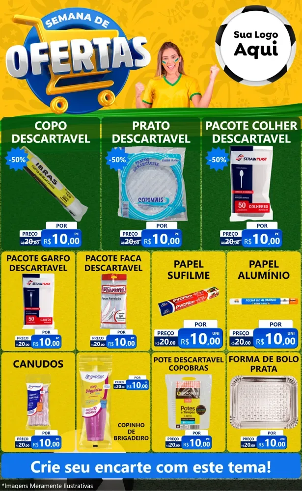 Modelo de Encarte para Encarte Grande com o tema Semana de Ofertas - Copa para Embalagens
