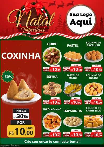 Modelo de Encarte para Encarte A4 Vertical com o tema Natal Imperdível para Salgadaria